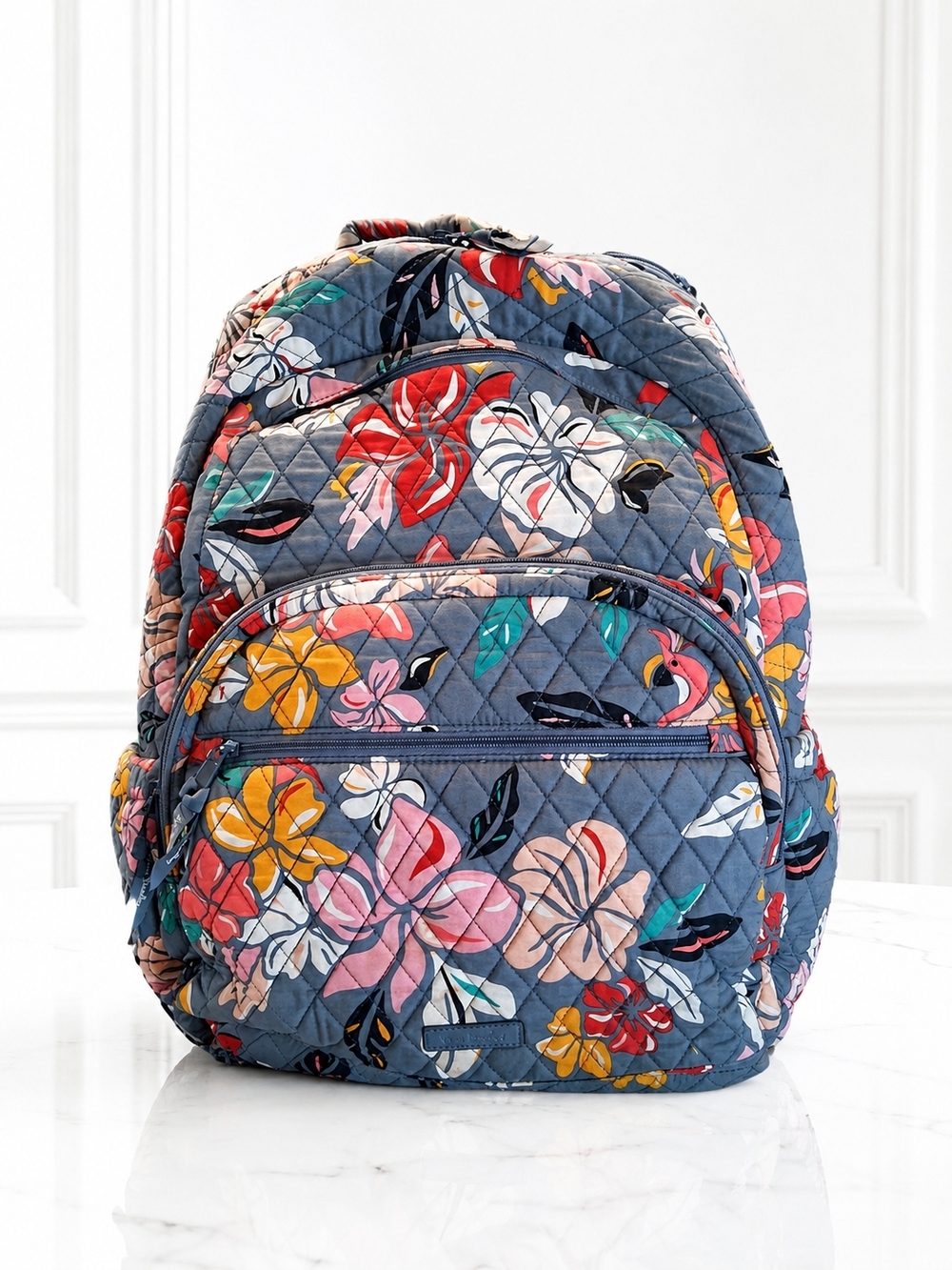 Vera Bradley Essentials Large Backpack "Coastal Paradise" Quilted Travel Laptop - Picture 2 of 16
